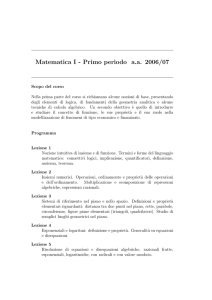 Matematica I - Primo periodo aa 2006/07