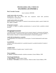 PROGRAMMA DEL CORSO DI STATISTICA ECONOMICA