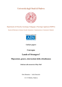 LANDS OF STRANGERS call for papers PADOVA OTTOBRE 12