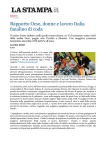 Rapporto Ocse, donne e lavoro Italia fanalino di coda