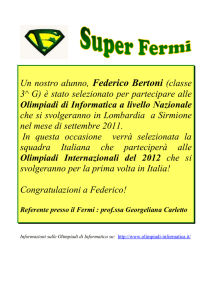 Un nostro alunno, Federico Bertoni (classe 3^ G) è stato selezionato
