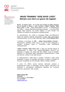 MASS TRANINIG “KIDS SAVE LIVES” Salvare una vita è un gioco