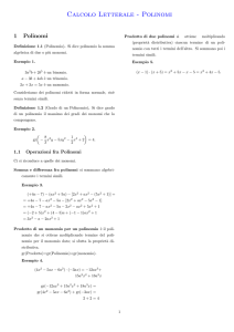Calcolo Letterale - Polinomi - CPIA