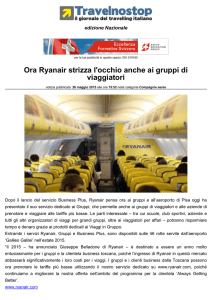 Ora Ryanair strizza l`occhio anche ai gruppi di