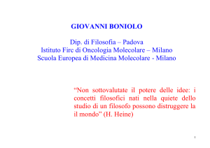 GIOVANNI BONIOLO Dip. di Filosofia – Padova Istituto Firc di