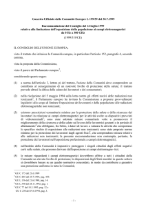 Raccomandazione Europea 12 luglio 1999 per la protezione del