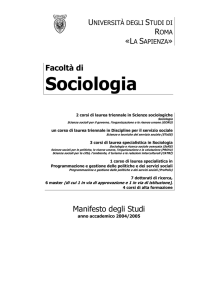Manifesto degli studi della Facoltà di Sociologia 2004-05