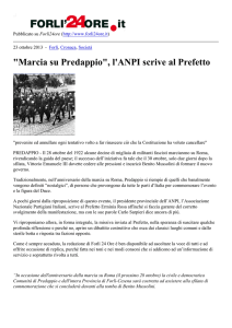 "Marcia su Predappio", l`ANPI scrive al Prefetto