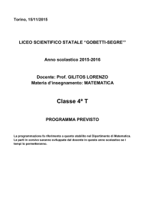 Programma di Matematica - Liceo scientifico Gobetti Torino