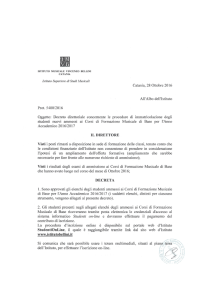 Decreto studenti ammessi CFMB - Istituto Musicale Vincenzo Bellini