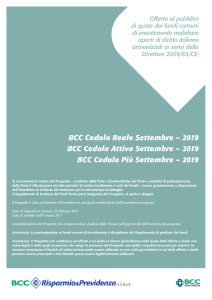 BCC Cedola Reale Settembre – 2019 BCC Cedola Attiva Settembre