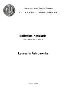 Bollettino Notiziario Laurea in Astronomia