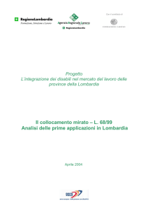 L. 68/99. Analisi delle prime applicazioni in Lombardia