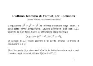 L`ultimo teorema di Fermat per i polinomi