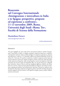Convegno Internazionale Immigrazione e intercultura in Italia e in