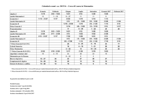 Calendario esami a.a. 2015/16 – Corso di Laurea in Matematica