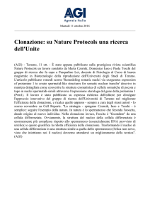 Clonazione: su Nature Protocols una ricerca dell`Unite