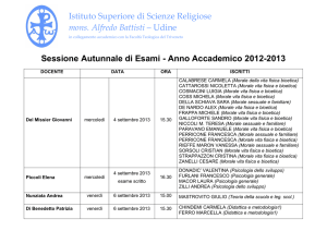 lista iscritti autunno - Istituto Superiore di Scienze Religiose di Udine