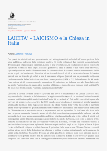 LAICITA` – LAICISMO e la Chiesa in Italia
