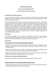 ECONOMIA INDUSTRIALE per Economia Industriale 9 CFU CdL in