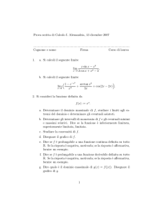 Prova scritta di Calcolo I. Alessandria, 13 dicembre 2007