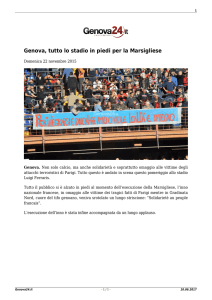 Genova, tutto lo stadio in piedi per la Marsigliese