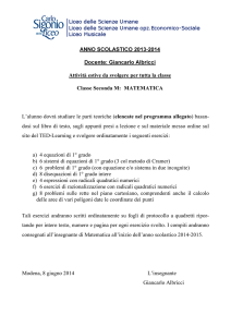 ANNO SCOLASTICO 2013-2014 Docente: Giancarlo Albricci Attività