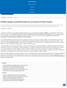 07/2014 - EDSlan spinge i prodotti Brocade con la nomina di Paolo