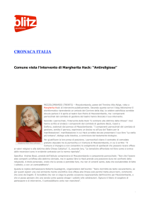 Trentino, Comune vieta l`intervento di Margherita Hack