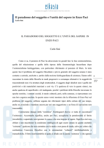 Il paradosso del soggetto e l`unità del sapere in Enzo Paci, pp. 35-42.