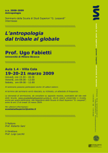 L`antropologia dal tribale al globale Prof. Ugo Fabietti