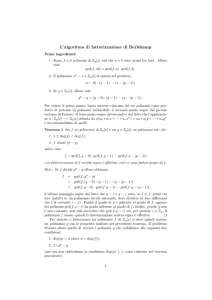 L`algoritmo di fattorizzazione di Berlekamp