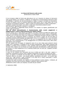 Le misure del Governo sulla scuola dichiarazione di Sofia Toselli C