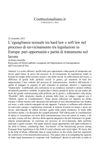 Costituzionalismo.it L`eguaglianza sessuale tra hard law e soft law