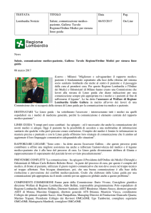 TESTATA Lombardia Notizie TITOLO Salute, comunicazione medico