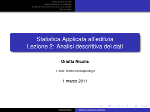 Statistica Applicata all`edilizia Lezione 2: Analisi descrittiva dei dati