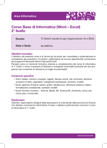 Corso Base di Informatica (Word – Excel) 2° livello