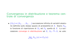 Convergenza in distribuzione e teorema cen- trale di