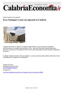 Ecco l`indagine Censis sui migranti in Calabria