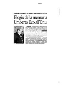 Elogio della memoria Umberto Eco all`Onu