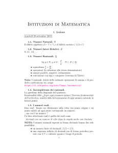 Istituzioni di Matematica - Dipartimento di Matematica