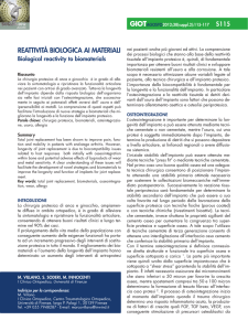 reAttiVità biologicA Ai MAteriAli - Giornale Italiano di Ortopedia e