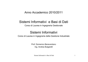 Sistemi Informativi e Basi di Dati Sistemi Informativi