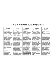 Venerdì Piacentini 2015: Programma