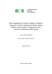Risk management in sanità: strategie, modelli di attuazione, analisi