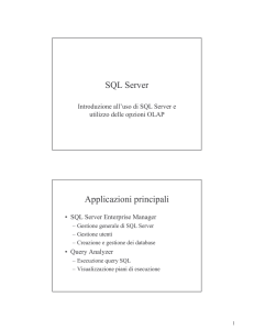 SQL Server Applicazioni principali