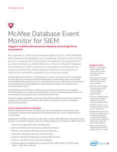 McAfee Database Event Monitor for SIEM Scheda Tecnica