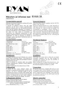 Rilevatore ad infrarossi mod. RYAN IR General features Technical