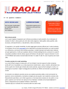 Newsletter Raoli n.1 nov. 2014 - Raoli trasformatori elettrici