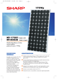 Modulo fotovoltaico al silicio monocristallino potenza di picco 175Wp